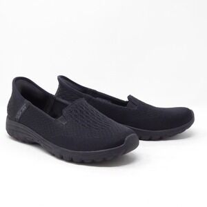 Skechers Womens Slip-ins Relaxed Fit Reggae Fest 2.0 Black Slip On Shoes 158698